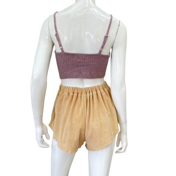 Zulu & Zephyr Tan Terrycloth High Waist 70’s Style Booty Shorts XXS-S - Picture 5 of 9
